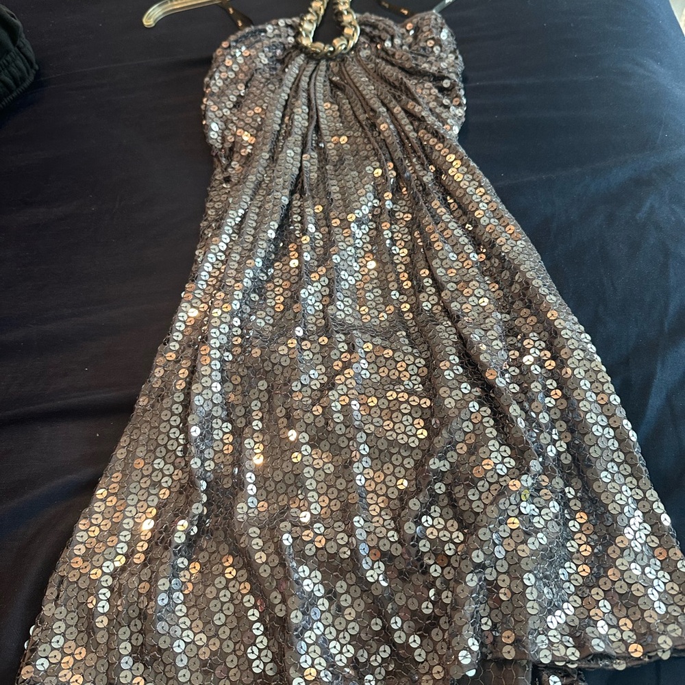 Sky Silver Sequin Halter Top